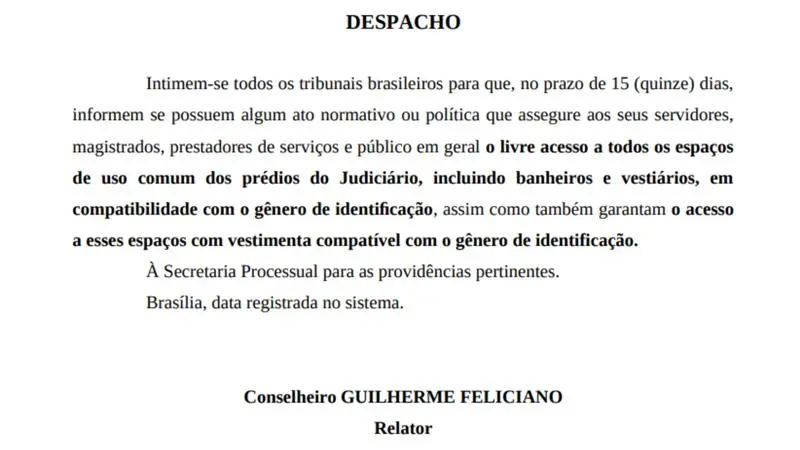 CNJ quer obrigar tribunais a permitir homens no banheiro feminino
