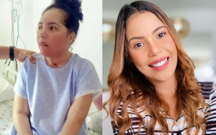 Foto da fisioterapia mostra Amanda Wanessa sentada após mais de 4 anos