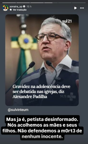 Padilha cobra discussão sobre gravidez precoce nas igrejas e Sonaira rebate