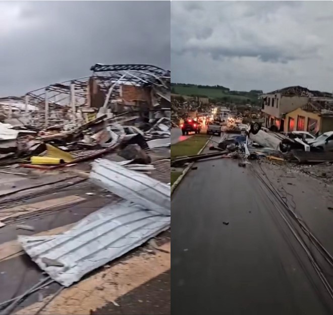 Ciclone deixa cenário de destruição em Rio Bonito do Iguaçu (PR)