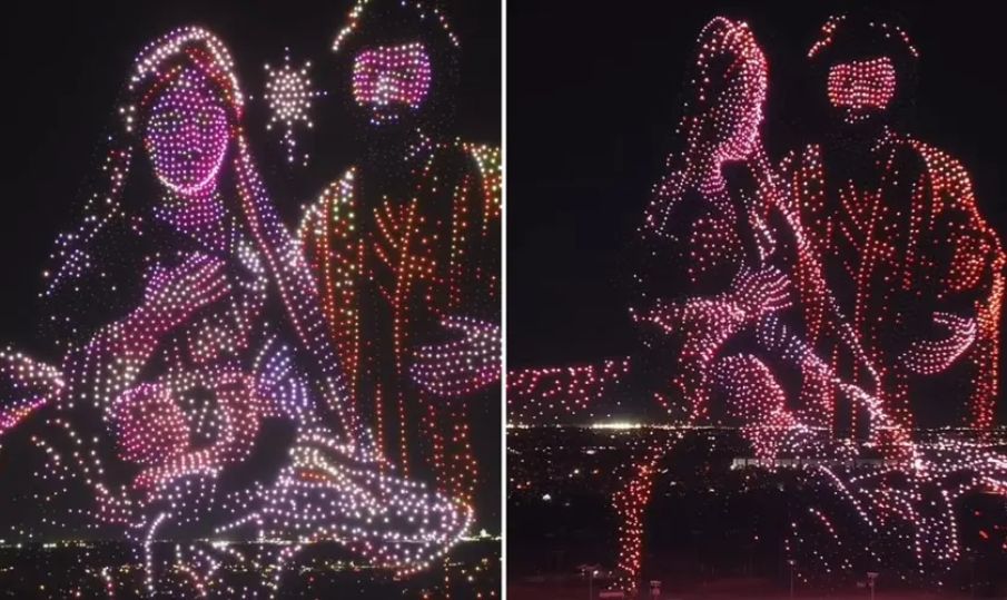 Nascimento de Jesus é representado em espetáculo com 5 mil drones