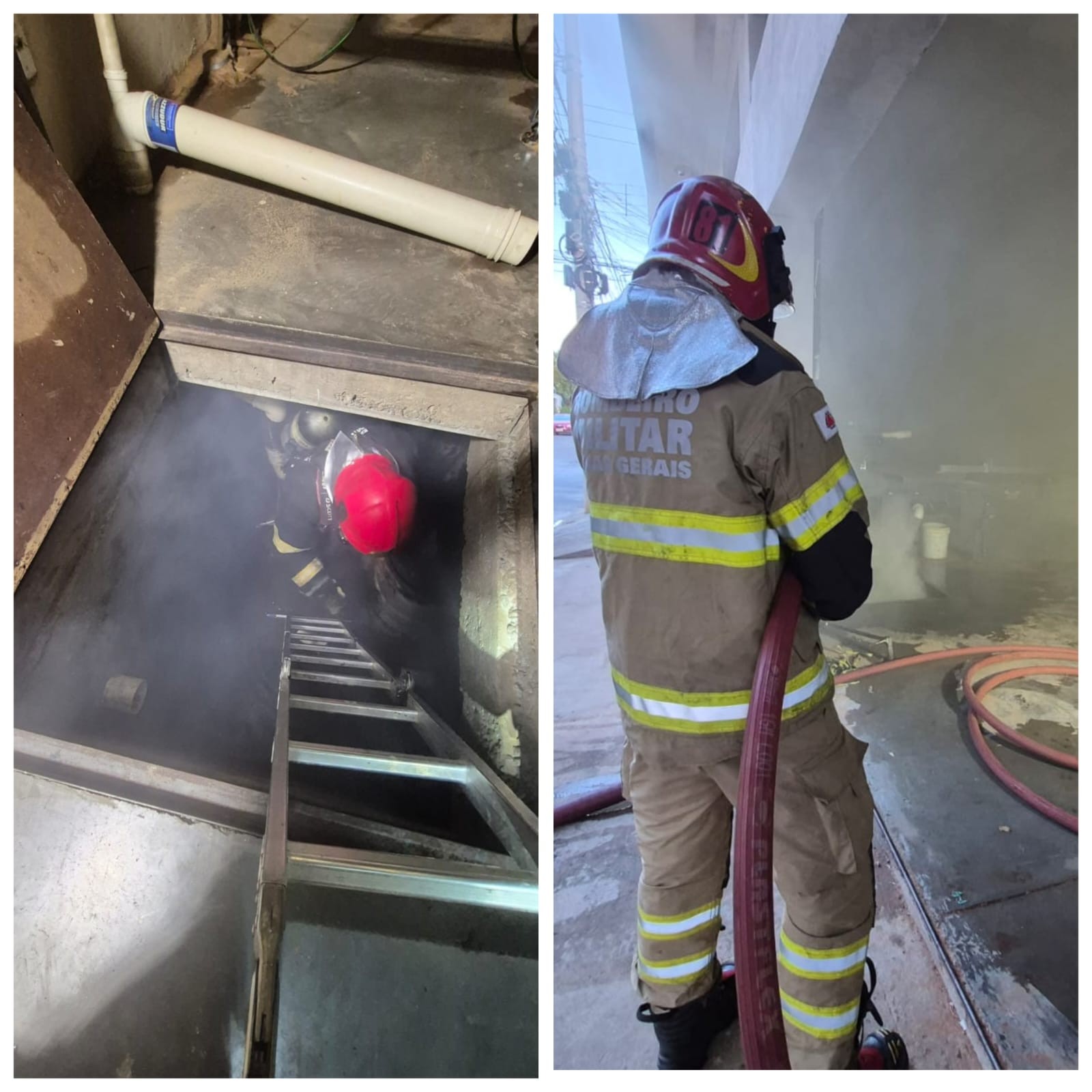 Bombeiros combatem princípio de incêndio no subsolo de marcenaria em Montes Claros