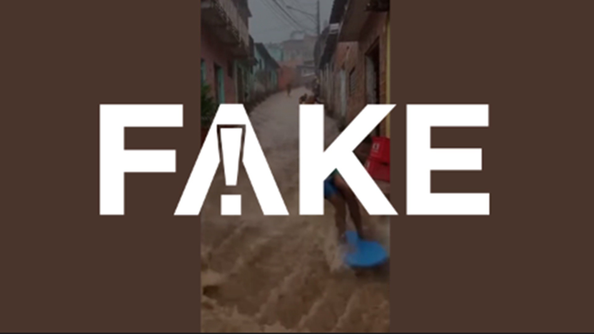 É #FAKE vídeo que mostra jovens surfando na enxurrada em favela; cenas foram criadas com IA
