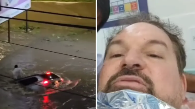 Homem é resgatado após carro ser engolido por cratera: ‘Sobrevivi por um milagre’