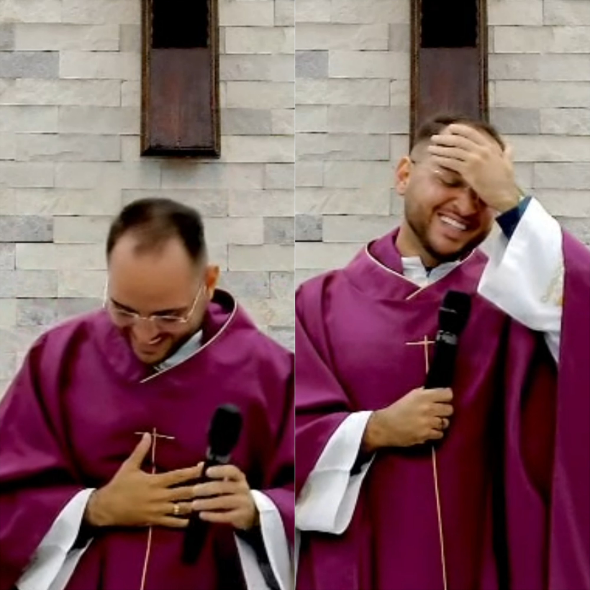 VÍDEO: Padre e fiéis caem na gargalhada em busca de dono de dentadura em igreja no RN