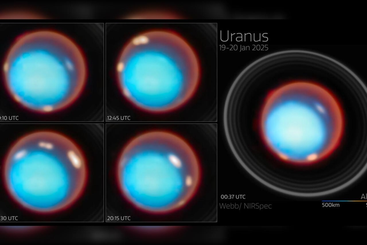 Imagens do James Webb mostram detalhes das auroras boreais de Urano