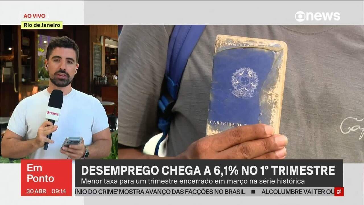 Desemprego sobe a 6,1% no trimestre até março, mas mantém mínima histórica para o período