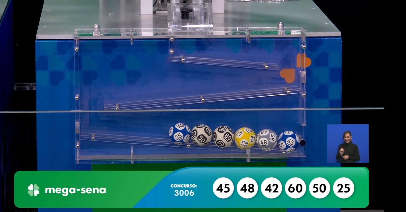 Mega-Sena, concurso 3.006: confira os números sorteados