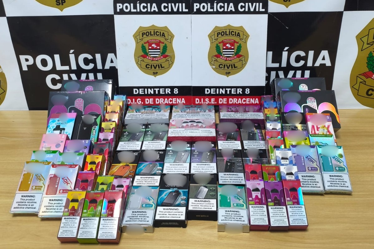 Polícia Civil apreende dispositivos eletrônicos para fumar vendidos ilegalmente em casa no interior de SP
