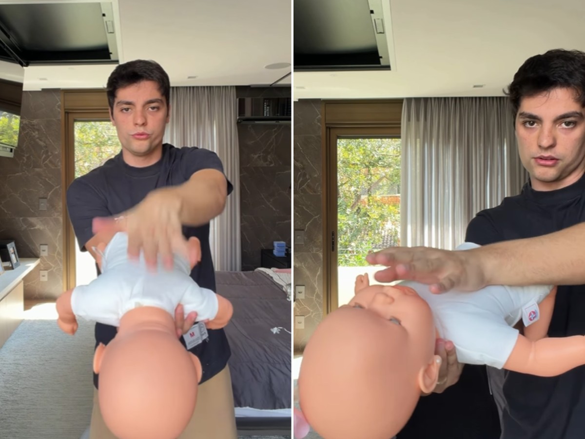 Você sabe fazer a manobra de desengasgo? Influenciador Lucas Bley salva filha e acende alerta sobre primeiros socorros