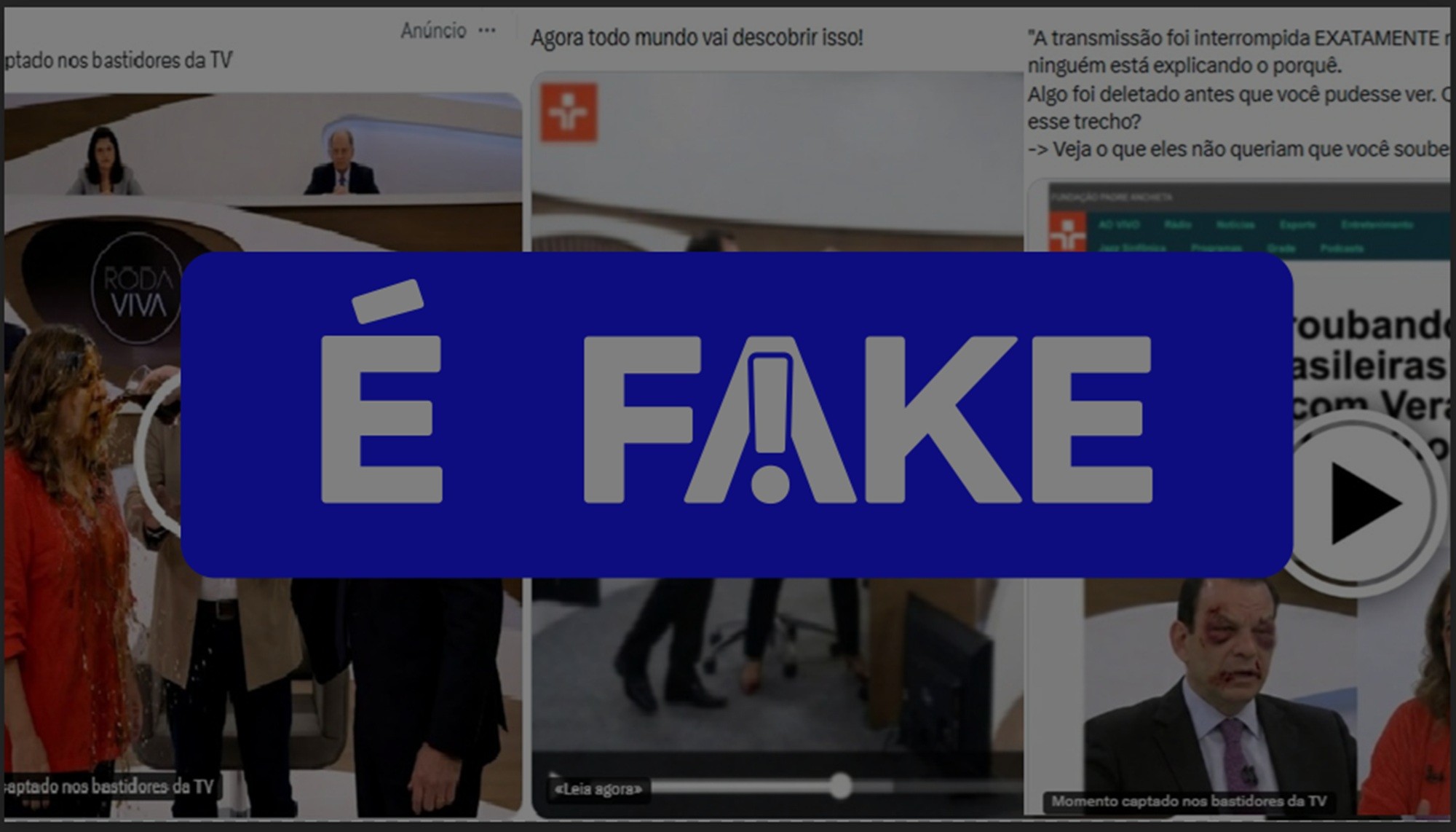 É #FAKE que Vera Magalhães brigou com CEO do BTG no Roda Viva; imagens criadas com IA levam a site de investimento de alto risco
