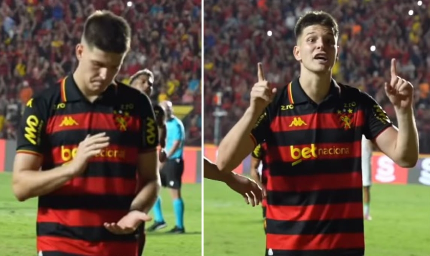 Atacante do Sport celebra gol com Libras e versículo bíblico