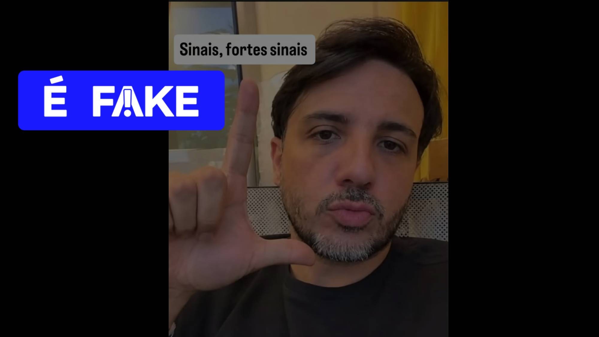 É #FAKE foto de Renan Santos fazendo o 'L' em apoio a Lula; imagem foi fabricada com inteligência artificial